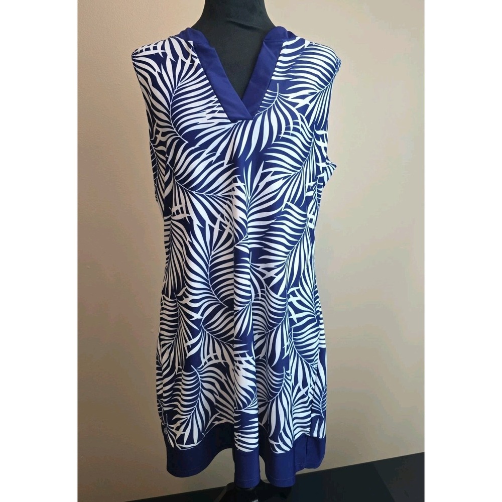 Aqua et Sol Swim Cover Up Sleeveless Blue Size Large